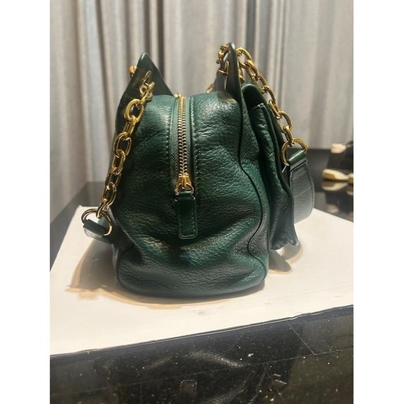 Tory Burch Hunter Green Calf Hair Priscilla Shoulder Bag Gold Hardware Old Money - Picture 3 of 11
